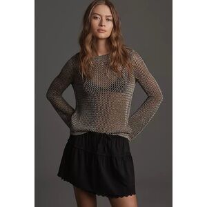 Anthropologie Open Stitch Metallic Sweater